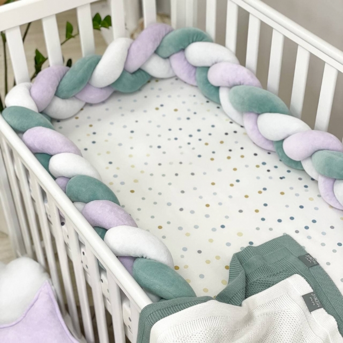 Protectie laterala patut bebe menta-violet (1)
